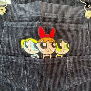 Cartoon Network Navy Corduroy Overalls with Powerpuff Girls Patch
